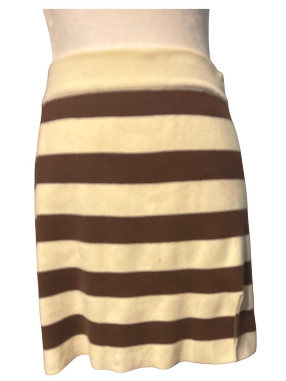 Altar'd State Cream and Brown Striped A-Line Skirt